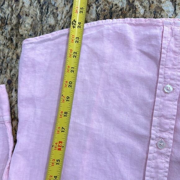 Fresh Produce Linen Pink Roll Tab Sleeve Button Down Shirt Size M - Picture 10 of 10